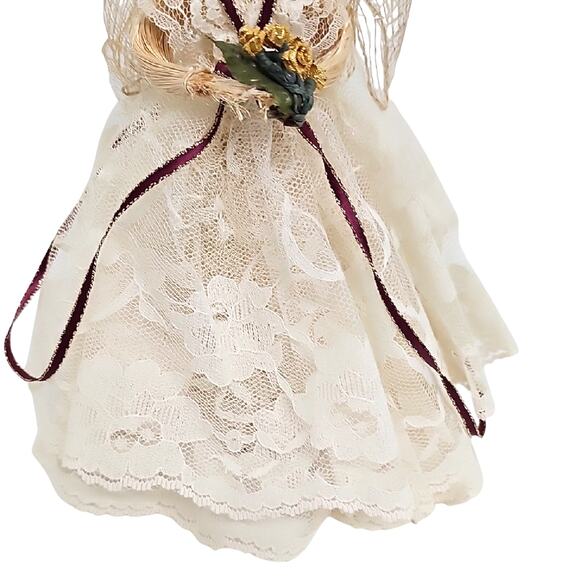 Vintage Cornhusk Lace Mesh Faceless Angel Tree Topper with Gold Accents Decor 8" - Picture 6 of 8